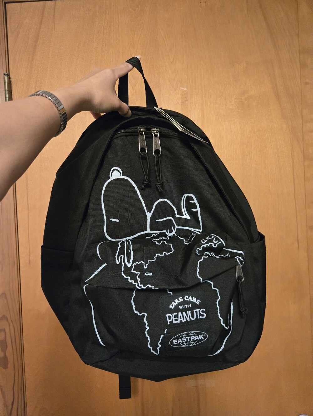 New Eastpak Black Snoopy Graphic Backpack